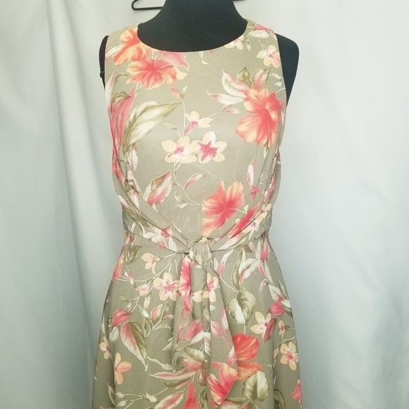 Coldwater Creek‎ Size 10 Long maxi dress Sleeveless tank Floral Tan split Back - Picture 4 of 11